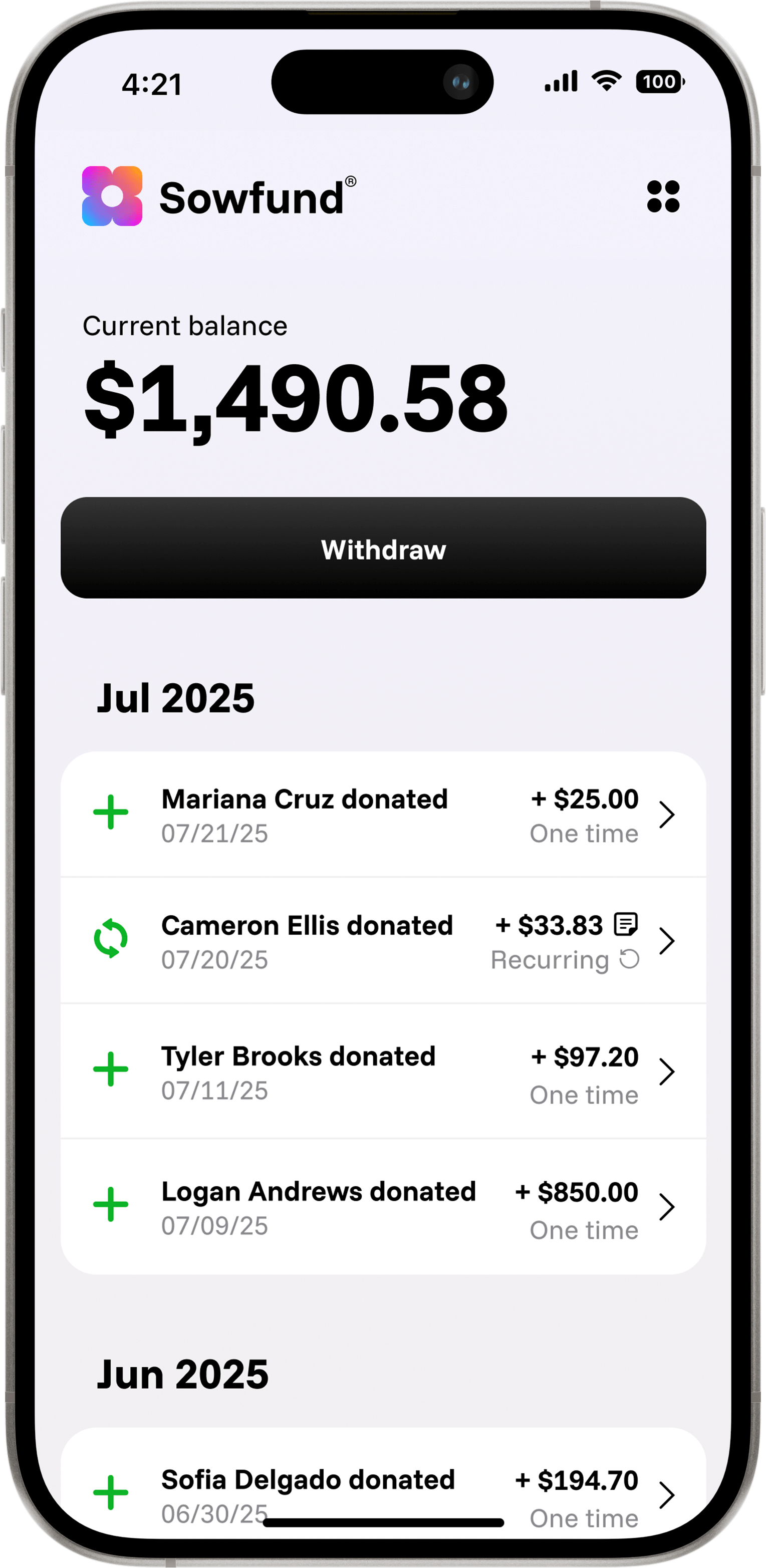 Sowfund on iPhone