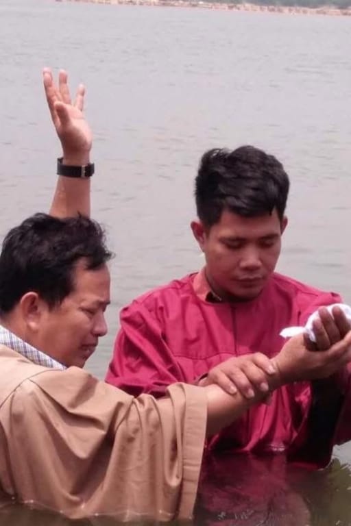 One of our friends being baptized.