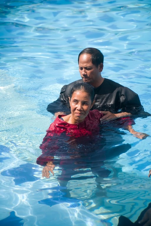 One of our friends being baptized.