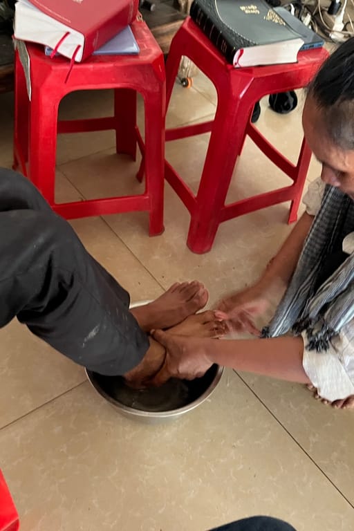 First foot washing with new believer Family June 2026